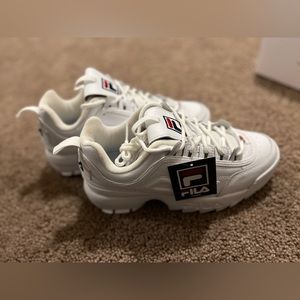 Womens White Fila Disruptor 2 Premium Shoes